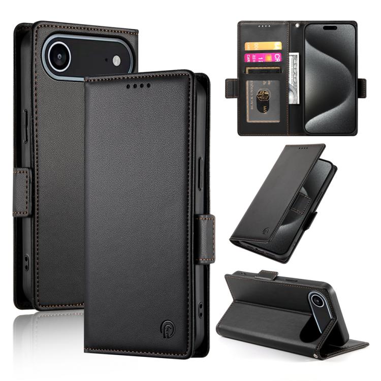 For iPhone Air Side Buckle Magnetic Frosted Leather Phone Case(Black)