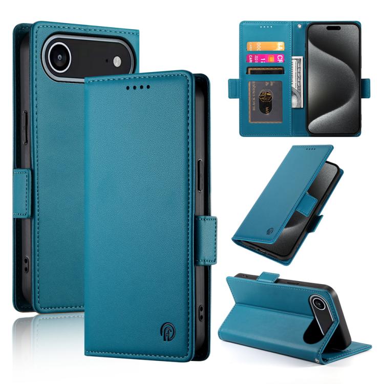 For iPhone Air Side Buckle Magnetic Frosted Leather Phone Case(Blue)