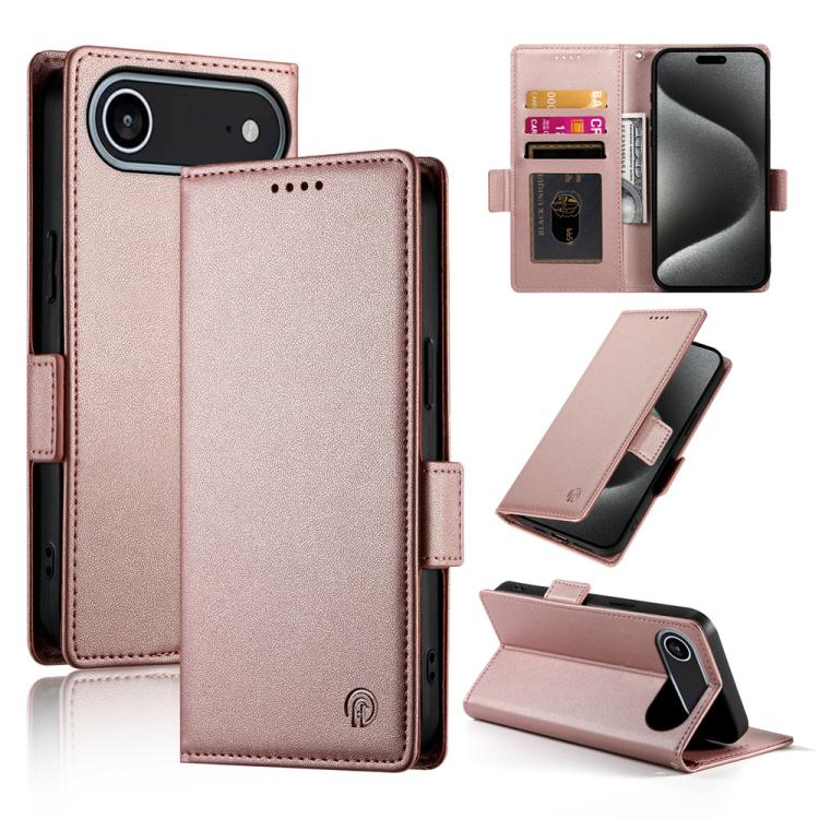 For iPhone Air Side Buckle Magnetic Frosted Leather Phone Case(Rose Gold)