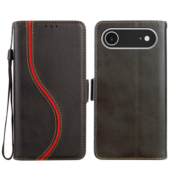 For iPhone Air Side Buckle S Curve Leather Phone Case(Black)