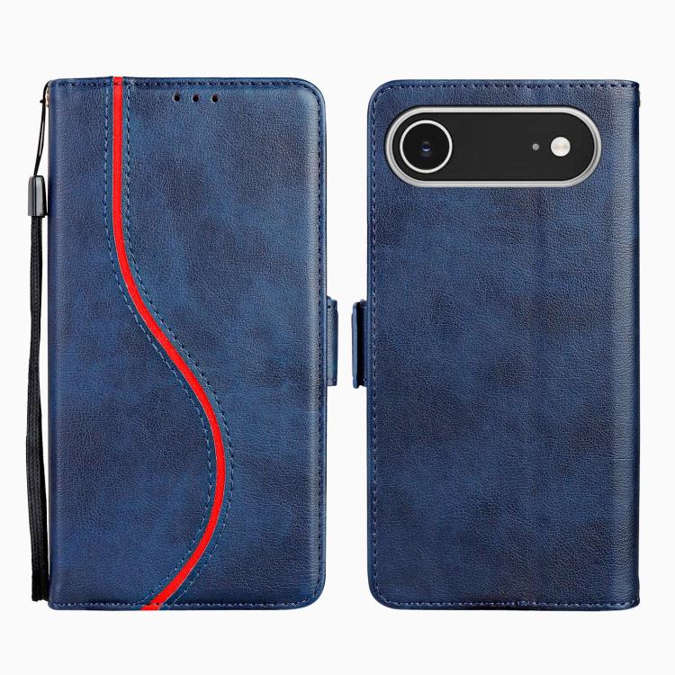For iPhone Air Side Buckle S Curve Leather Phone Case(Blue)