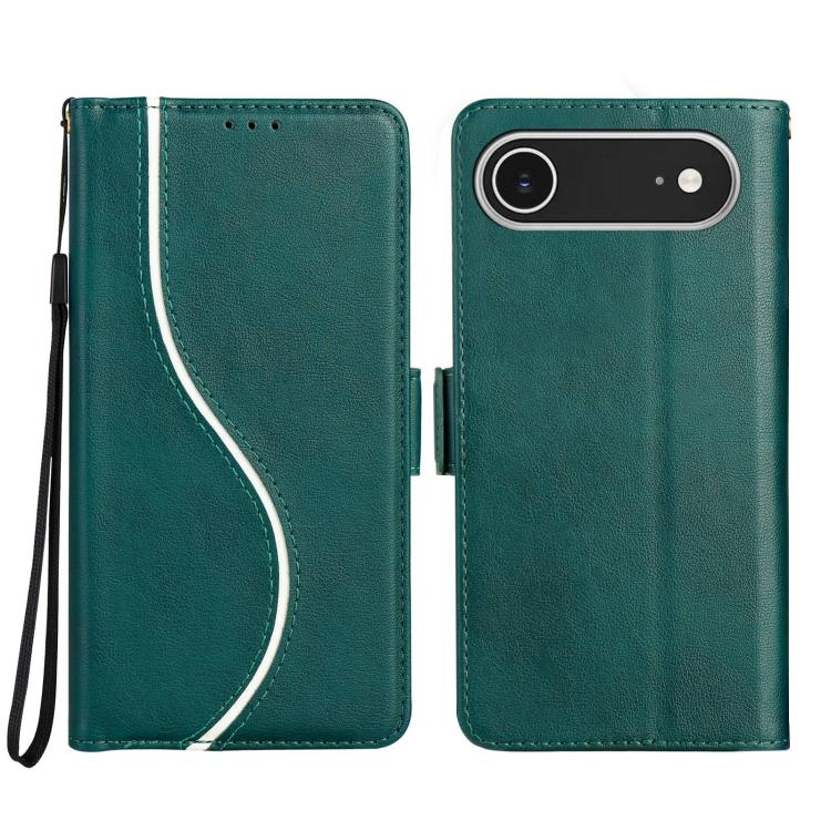 For iPhone Air Side Buckle S Curve Leather Phone Case(Green)