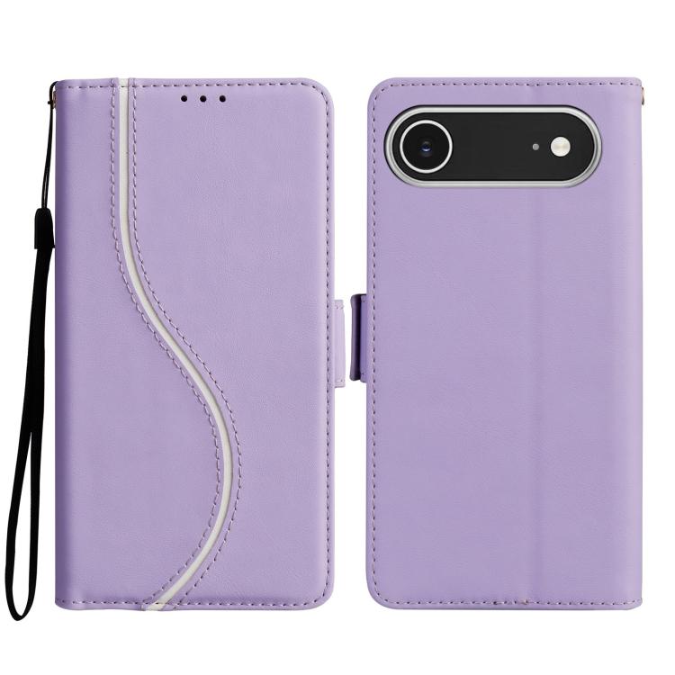 For iPhone Air Side Buckle S Curve Leather Phone Case(Purple)