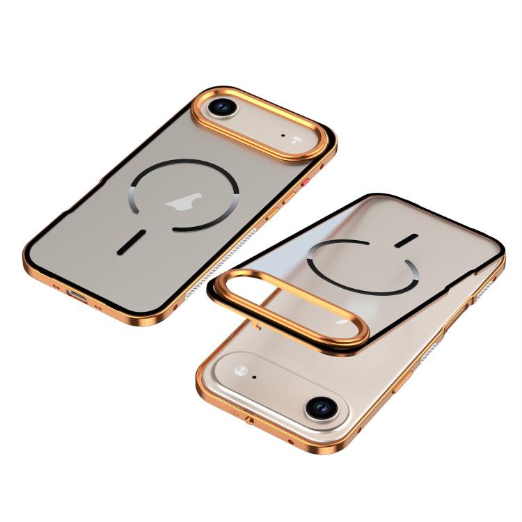 For iPhone Air Single-sided Snap Buckle Metal Frame Frosted MagSafe Phone Case(Orange)