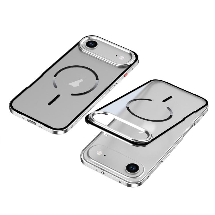 For iPhone Air Single-sided Snap Buckle Metal Frame Frosted MagSafe Phone Case(Silver)