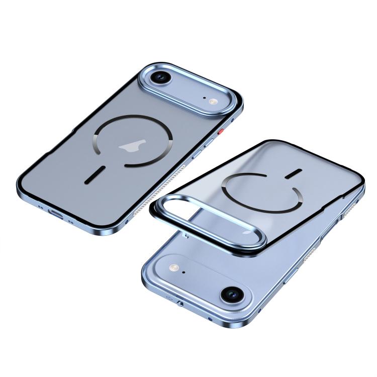 For iPhone Air Single-sided Snap Buckle Metal Frame Frosted MagSafe Phone Case(Sky Blue)