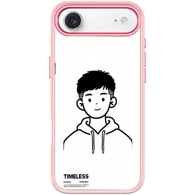 For iPhone Air Sketch Hooded Boy Pattern Magnetic Phone Case(Pink)