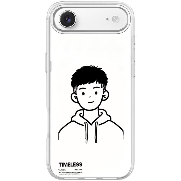 For iPhone Air Sketch Hooded Boy Pattern Magnetic Phone Case(Transparent White)