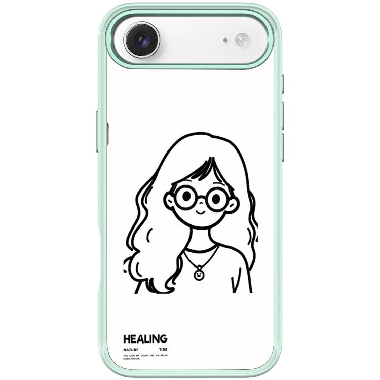 For iPhone Air Sketch Quiet Girl Pattern Magnetic Phone Case(Light Green)