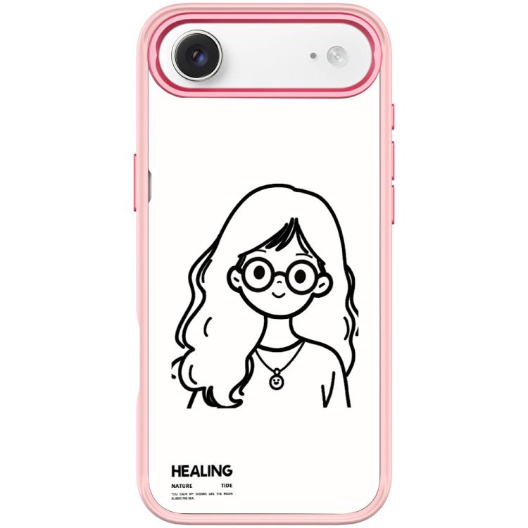 For iPhone Air Sketch Quiet Girl Pattern Magnetic Phone Case(Pink)