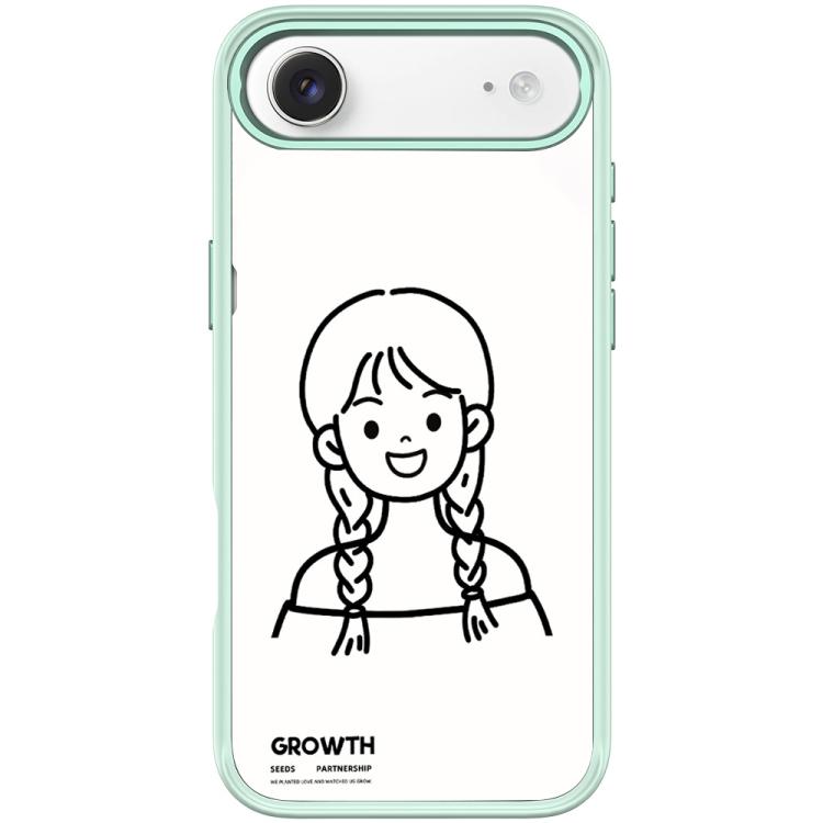 For iPhone Air Sketch Style Double Braided Hair Girl Pattern Magnetic Phone Case(Light Green)