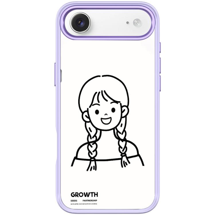 For iPhone Air Sketch Style Double Braided Hair Girl Pattern Magnetic Phone Case(Light Purple)