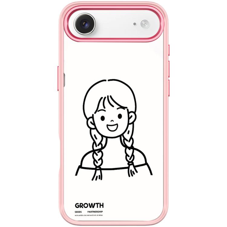 For iPhone Air Sketch Style Double Braided Hair Girl Pattern Magnetic Phone Case(Pink)