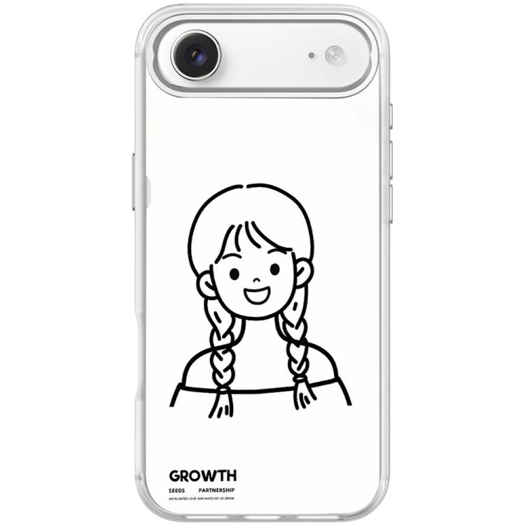 For iPhone Air Sketch Style Double Braided Hair Girl Pattern Magnetic Phone Case(Transparent White)