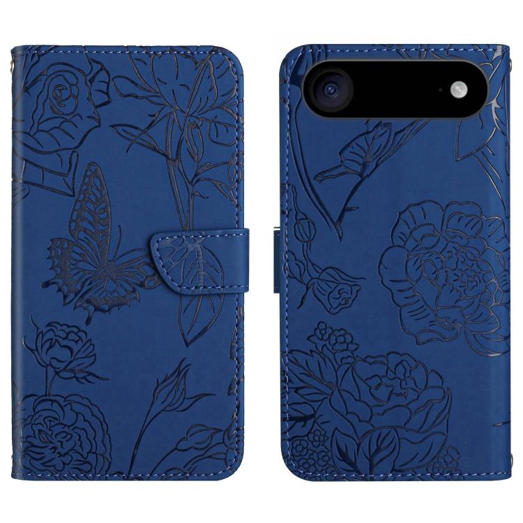 For iPhone Air Skin Feel Butterfly Embossed Flip Leather Phone Case(Blue)