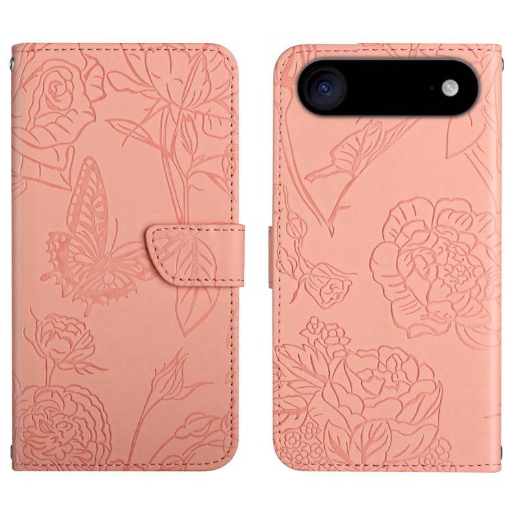For iPhone Air Skin Feel Butterfly Embossed Flip Leather Phone Case(Pink)
