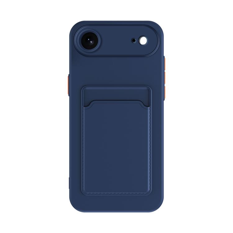 For iPhone Air Skin Feel Card Contrast Color Button TPU Phone Case(Dark Blue)