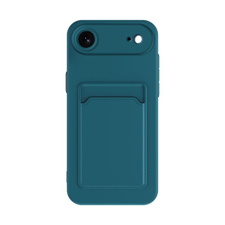 For iPhone Air Skin Feel Card Contrast Color Button TPU Phone Case(Dark Green)