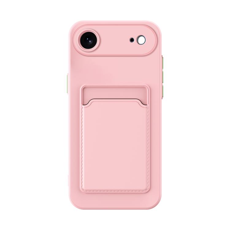 For iPhone Air Skin Feel Card Contrast Color Button TPU Phone Case(Pink)