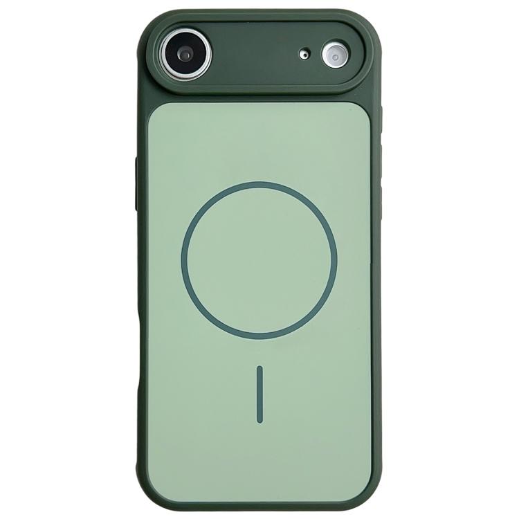 For iPhone Air Skin Feel Color Blocking Cooling Magnetic Phone Case(Dark Green)