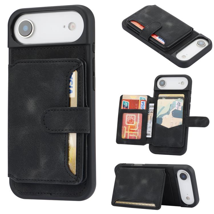 For iPhone Air Skin Feel Dream RFID Anti-theft PU Card Bag Phone Case(Black)