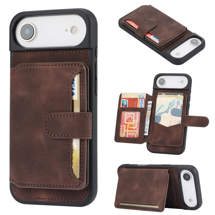 For iPhone Air Skin Feel Dream RFID Anti-theft PU Card Bag Phone Case(Coffee)