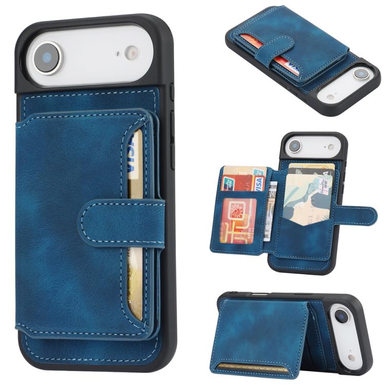 For iPhone Air Skin Feel Dream RFID Anti-theft PU Card Bag Phone Case(Peacock Blue)