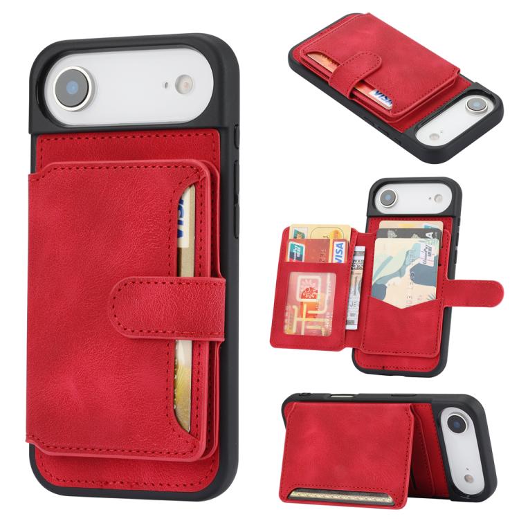 For iPhone Air Skin Feel Dream RFID Anti-theft PU Card Bag Phone Case(Red)