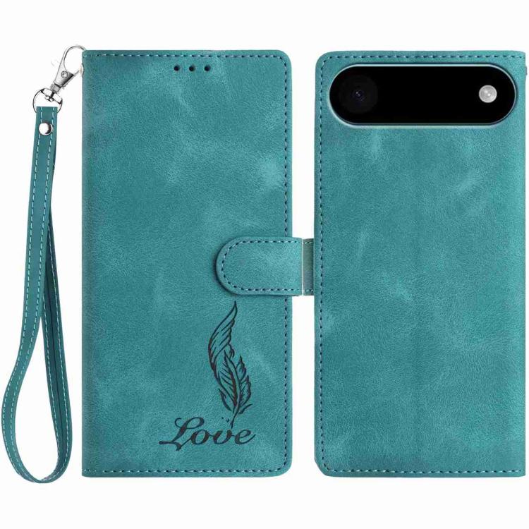 For iPhone Air Skin Feel Embossed Feather Leather Phone Case(Green)