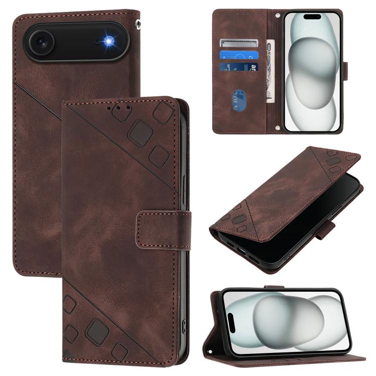 For iPhone Air Skin-feel Embossed Leather Phone Case(Brown)