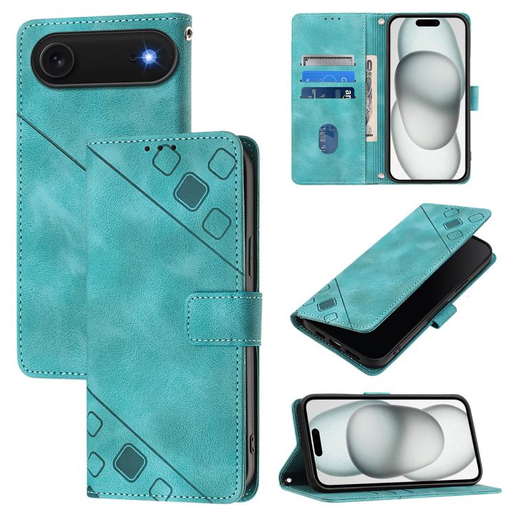 For iPhone Air Skin-feel Embossed Leather Phone Case(Green)