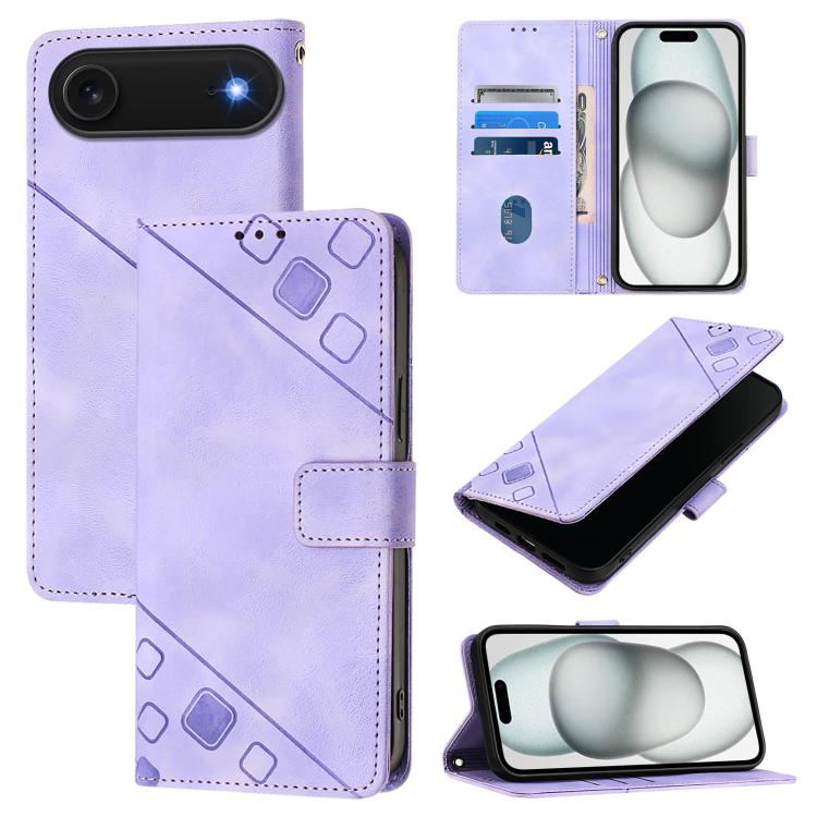 For iPhone Air Skin-feel Embossed Leather Phone Case(Light Purple)