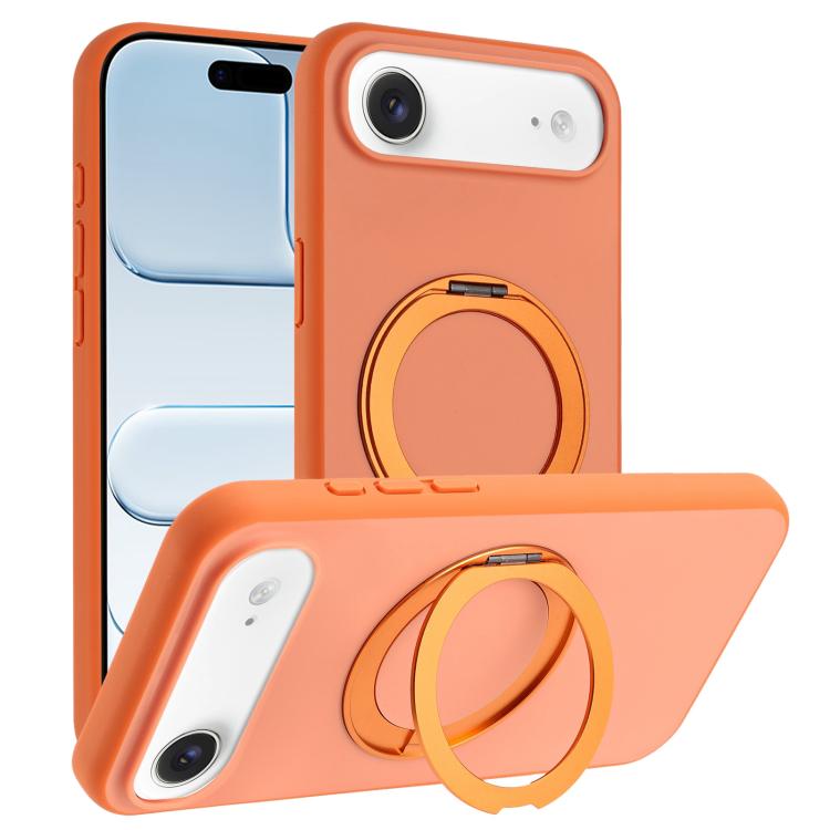 For iPhone Air Skin Feel Frosted 360 Degree Rotation Holder Magnetic Phone Case(Orange)