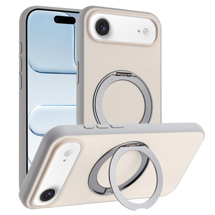 For iPhone Air Skin Feel Frosted 360 Degree Rotation Holder Magnetic Phone Case(White)