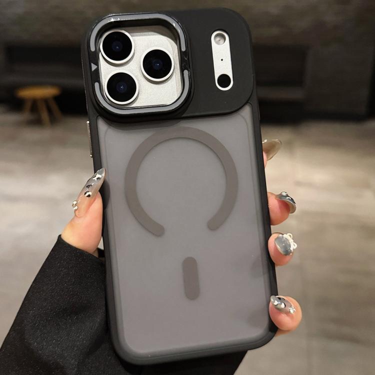For iPhone Air Skin Feel Frosted Metal Lens Holder MagSafe Magnetic Phone Case(Grey)