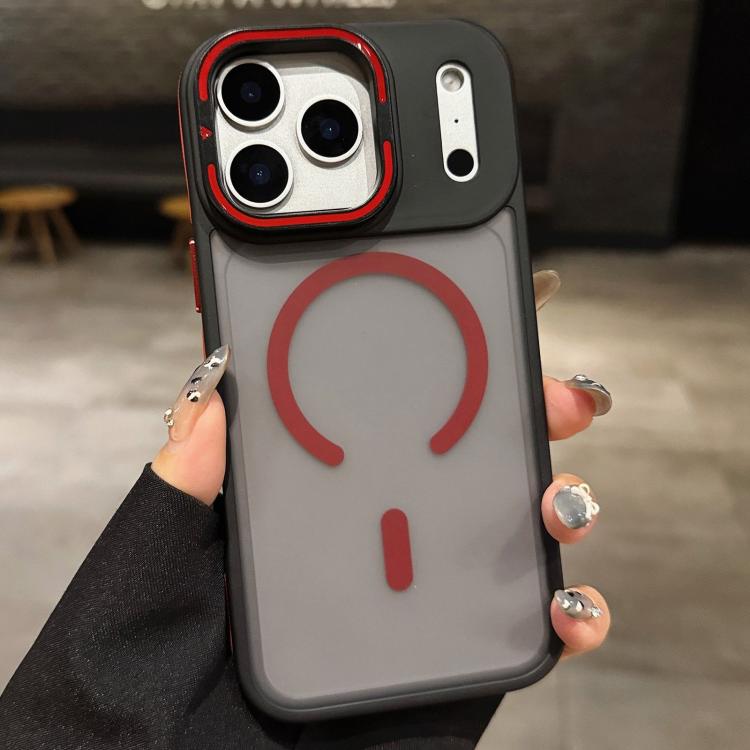 For iPhone Air Skin Feel Frosted Metal Lens Holder MagSafe Magnetic Phone Case(Red)