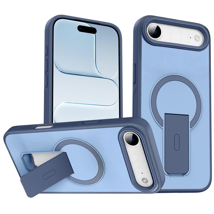 For iPhone Air Skin Feel Invisible Kickstand MagSafe Phone Case(Blue)