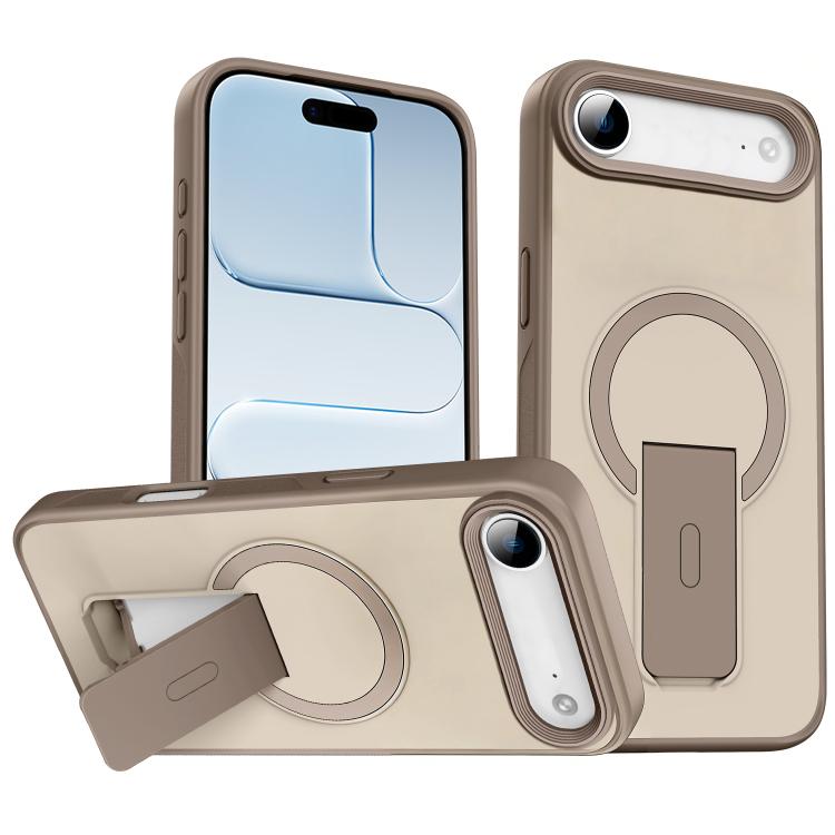For iPhone Air Skin Feel Invisible Kickstand MagSafe Phone Case(Desert Gold)