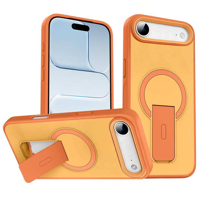 For iPhone Air Skin Feel Invisible Kickstand MagSafe Phone Case(Orange)