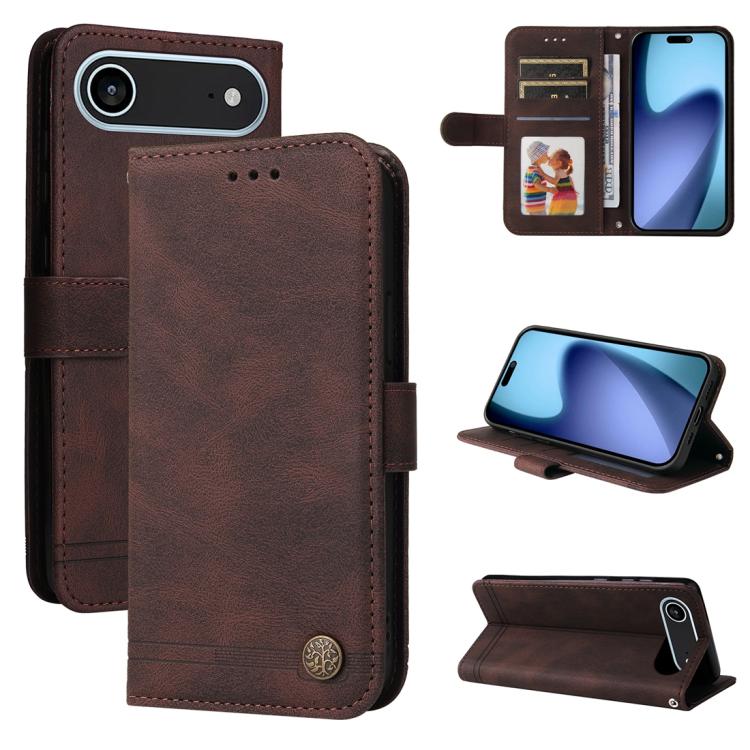 For iPhone Air Skin Feel Life Tree Leather Phone Case(Brown)