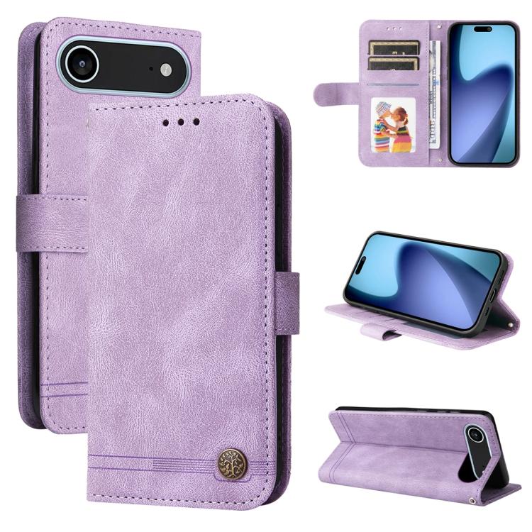 For iPhone Air Skin Feel Life Tree Leather Phone Case(Purple)