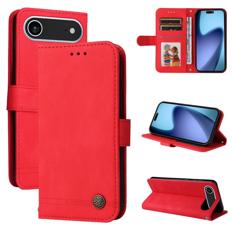 For iPhone Air Skin Feel Life Tree Leather Phone Case(Red)