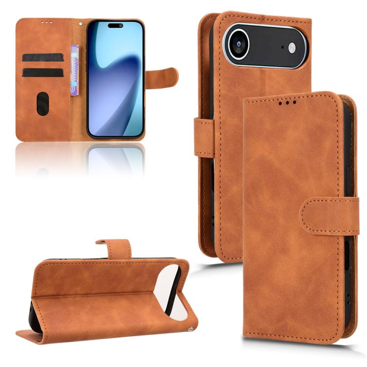 For iPhone Air Skin Feel Magnetic Flip Leather Phone Case(Brown)