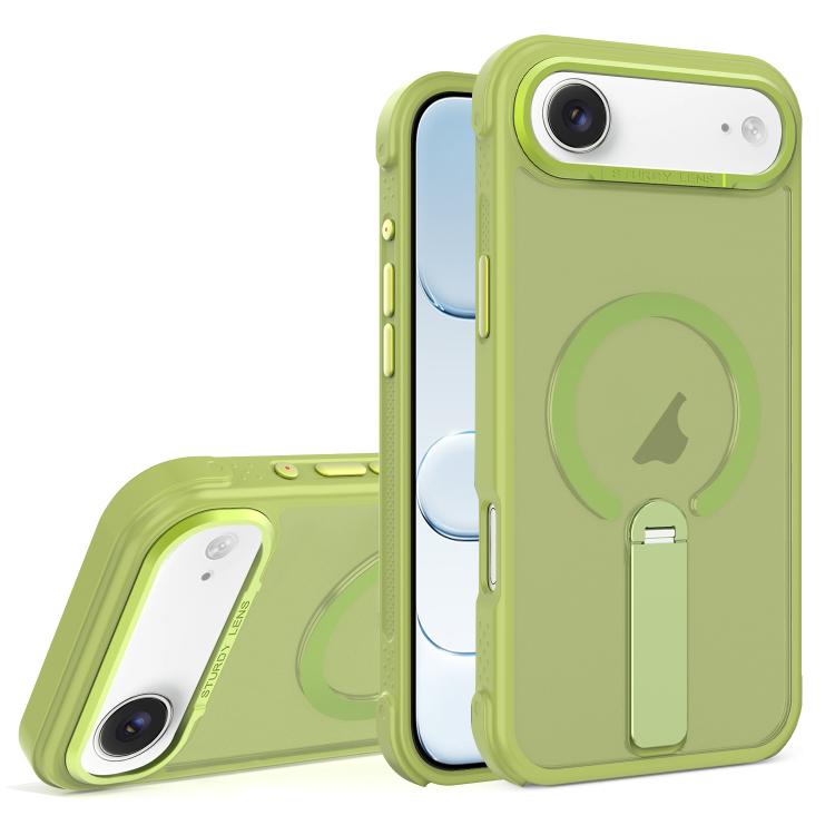 For iPhone Air Skin Feel PC TPU Hybrid Fold Holder Magnetic Phone Case(Green)