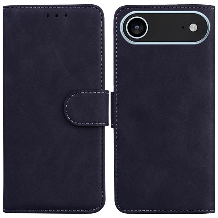 For iPhone Air Skin Feel Pure Color Flip Leather Phone Case(Black)