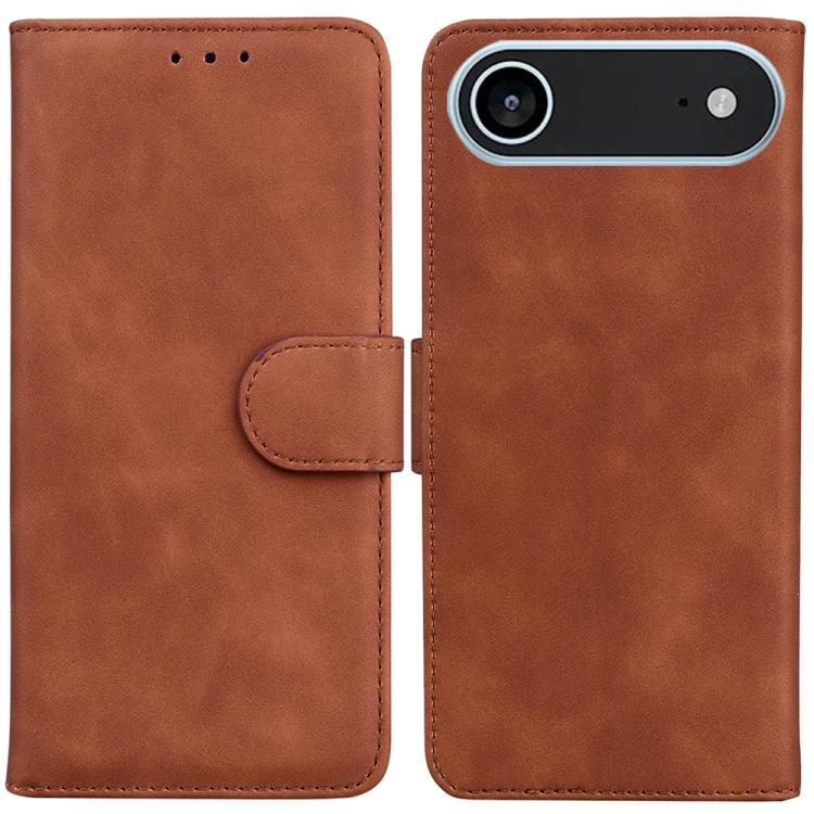 For iPhone Air Skin Feel Pure Color Flip Leather Phone Case(Brown)