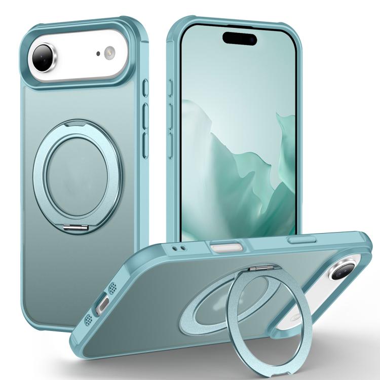 For iPhone Air Skin-Feel Rotary Damping Bracket MagSafe Phone Case(Lake Blue)
