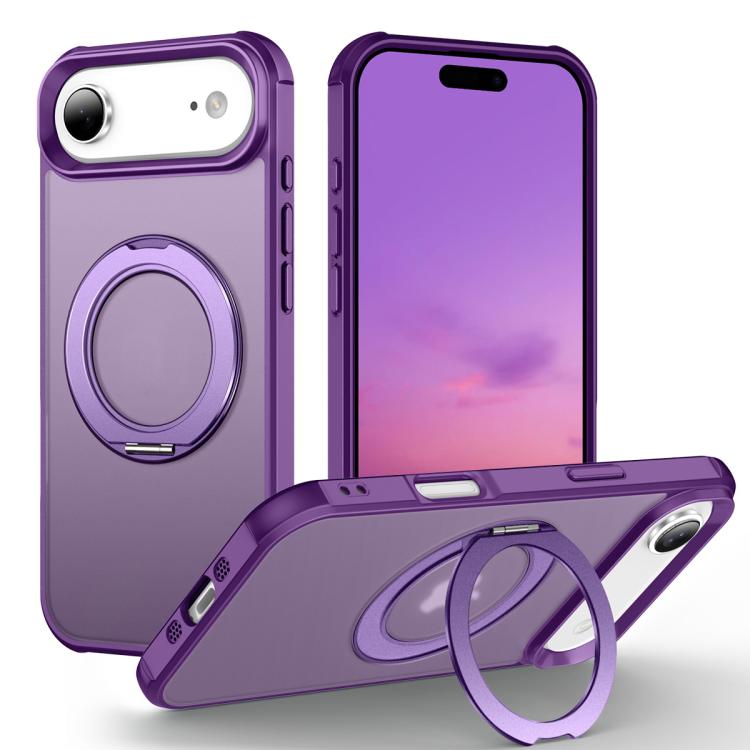 For iPhone Air Skin-Feel Rotary Damping Bracket MagSafe Phone Case(Purple)