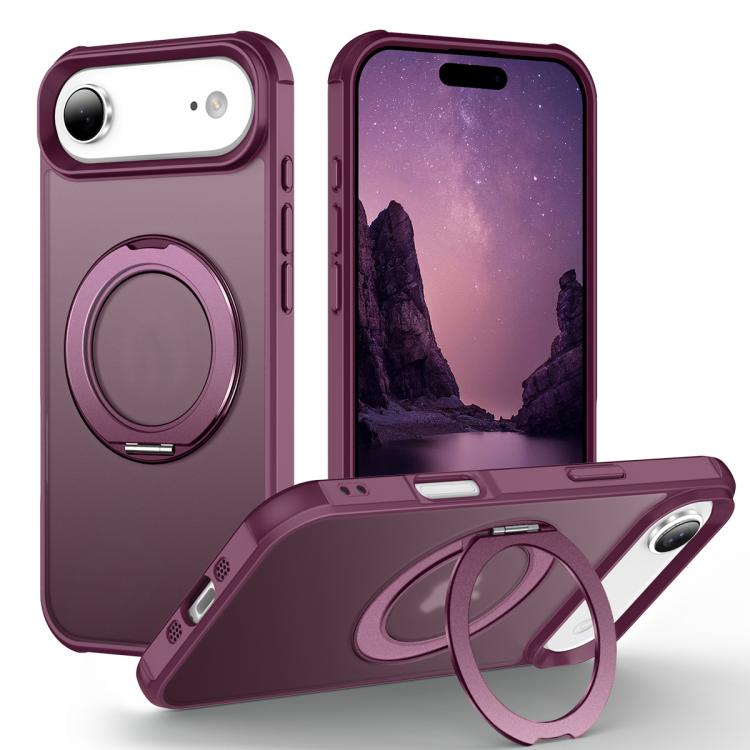 For iPhone Air Skin-Feel Rotary Damping Bracket MagSafe Phone Case(Wine Red)