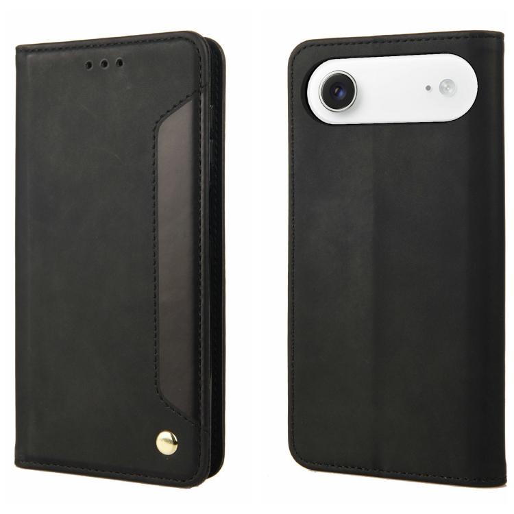 For iPhone Air Skin Feel Splicing Leather Phone Case(Black)